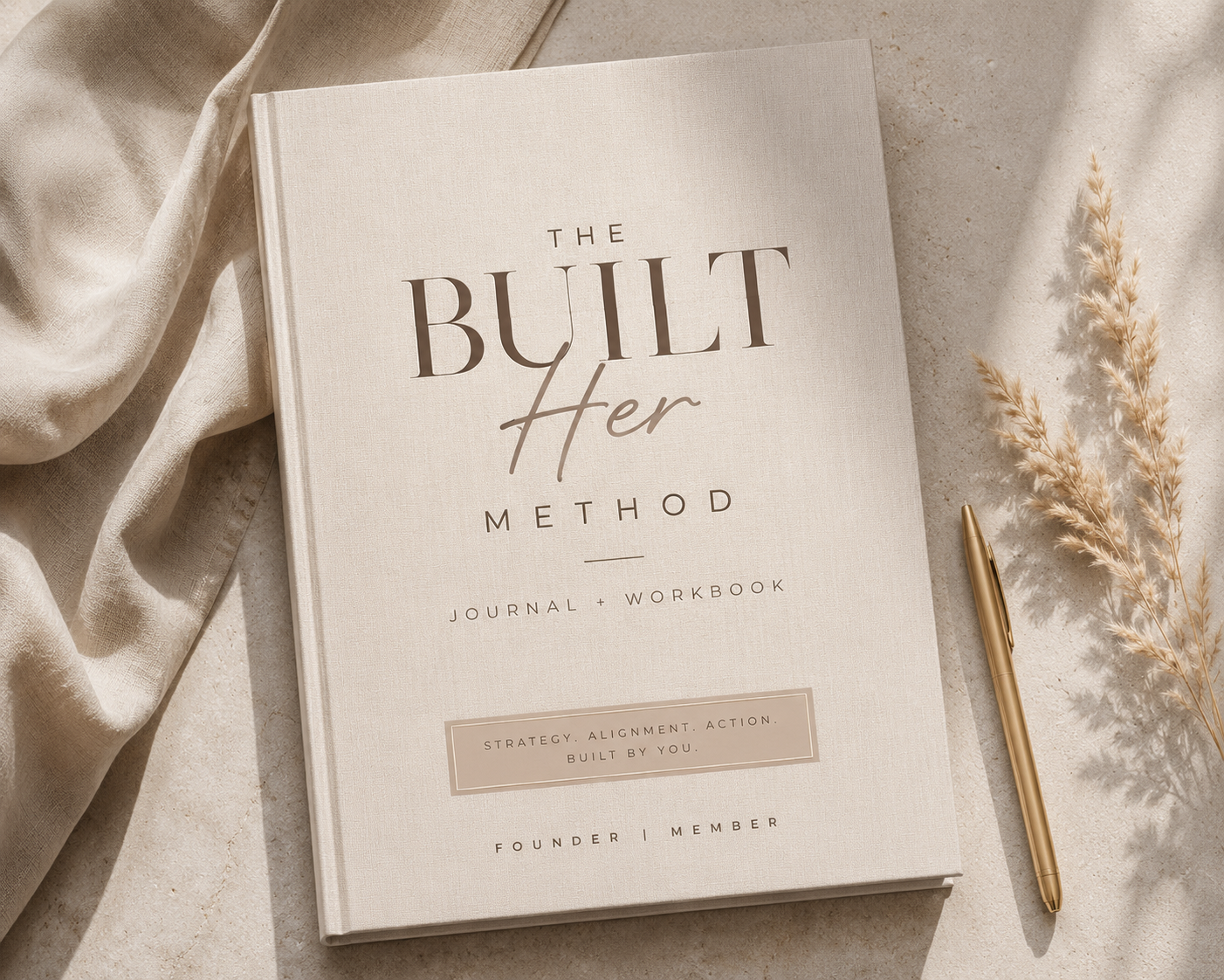 The Built Her Method linen-bound journal and workbook